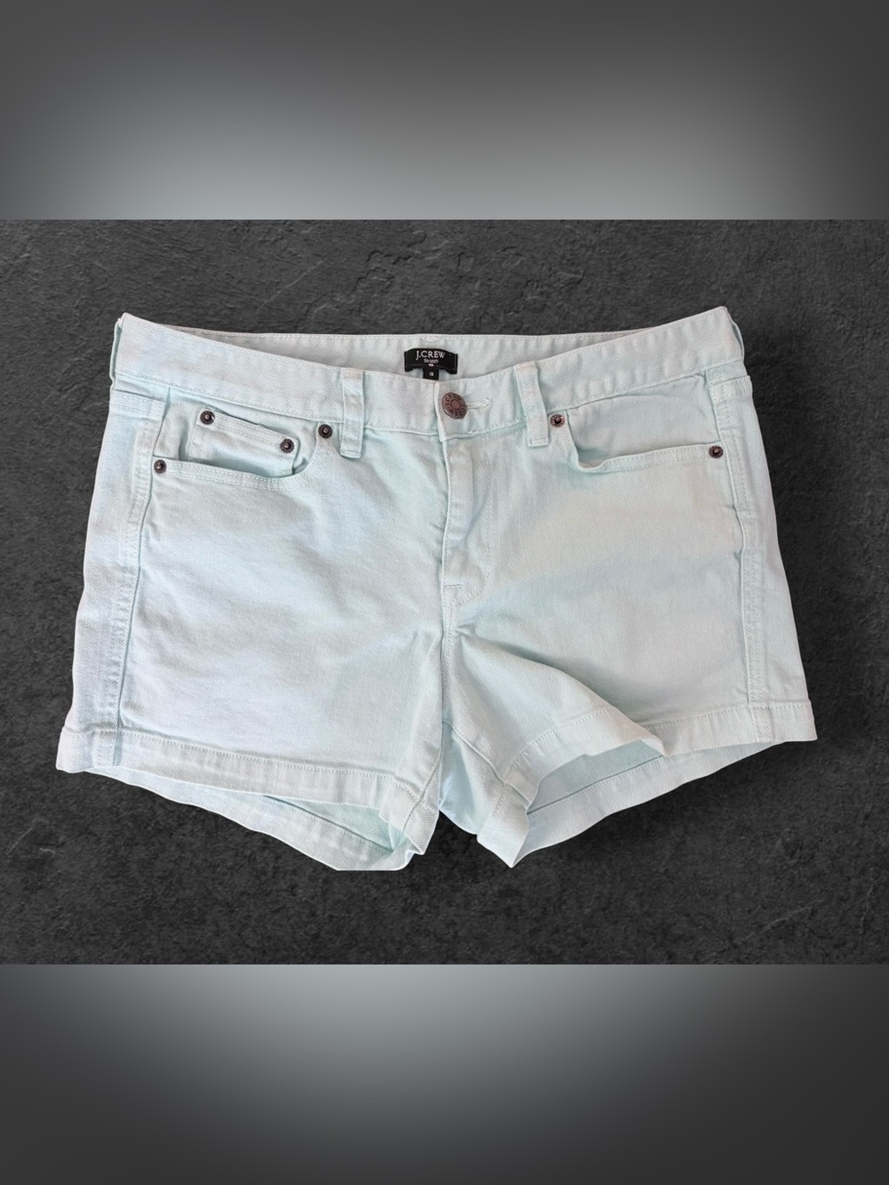 J.Crew Womens Size 10 Stretch Shorts Mint Aqua Blue 5 Pocket Cotton Casual